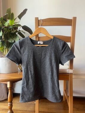 Aritzia Contour Heather Charcoal Crew Tee - Charcoal Gray